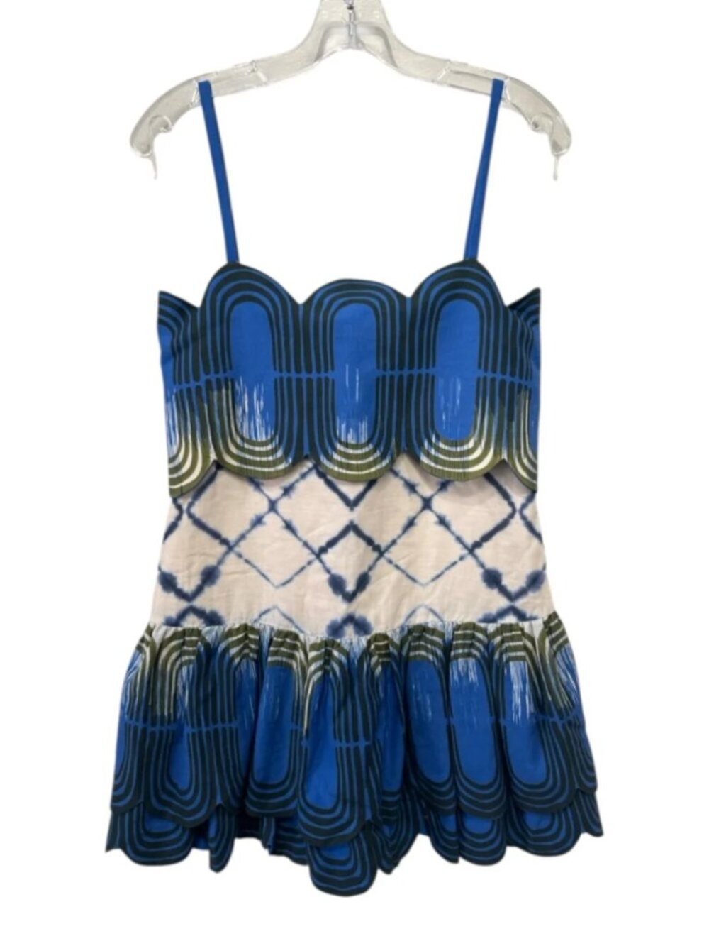 ALEXIS Bettina Linen Mini Dress Blue Ivory XS - Picture 8 of 9